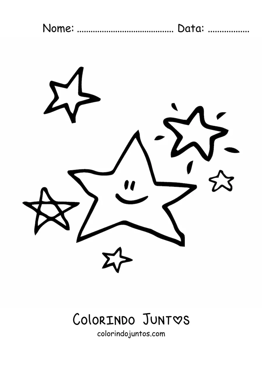 Desenho para colorir de várias estrelas de cinco pontas