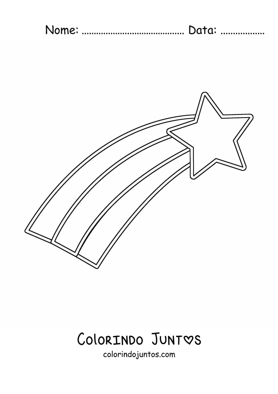 Desenho para colorir de uma estrela cadente simples