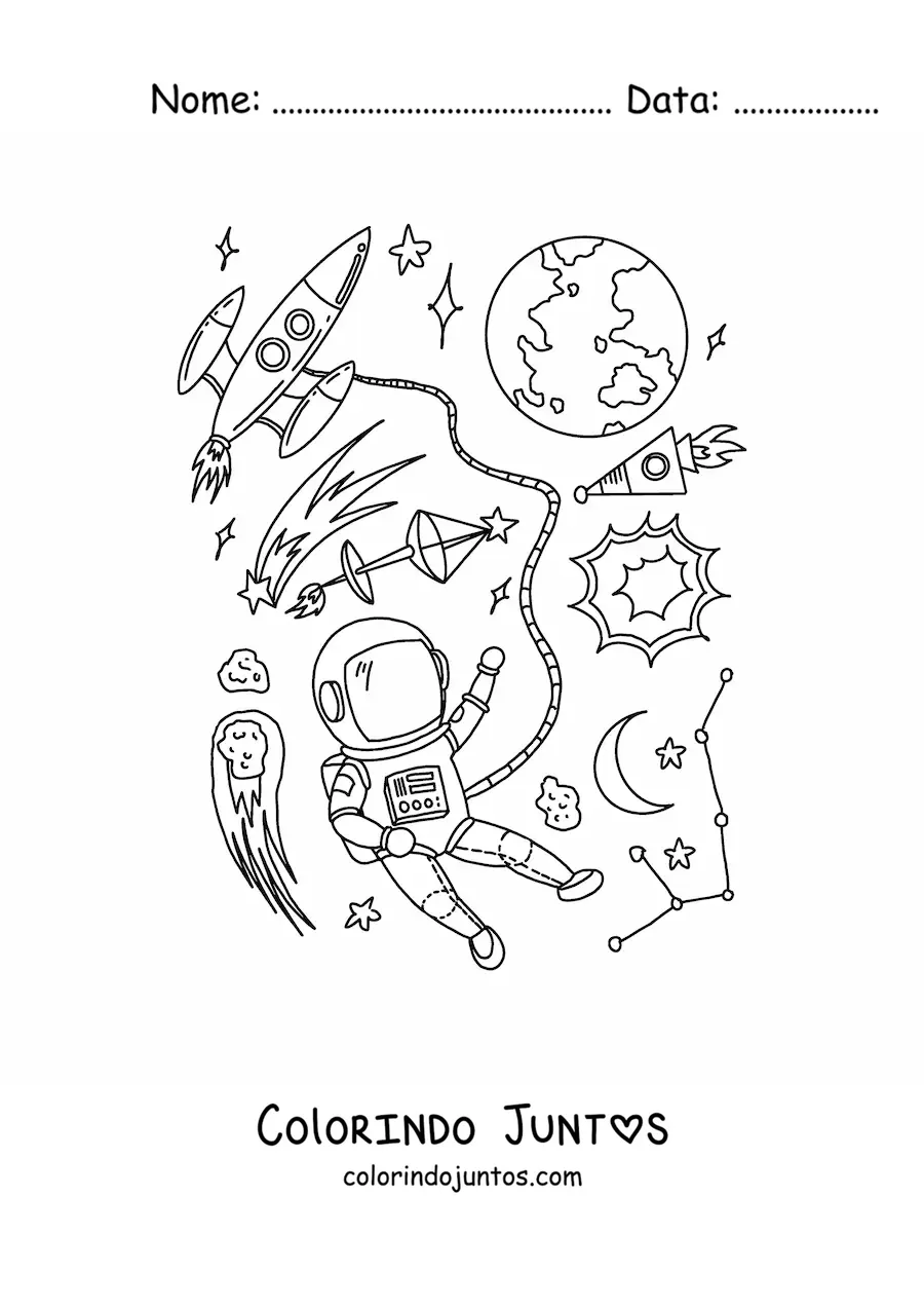 Desenho para colorir da Terra no espaço