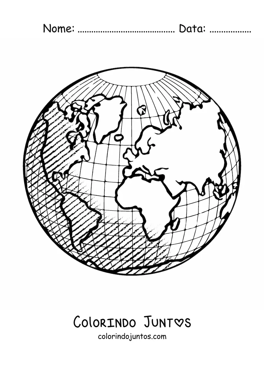 Desenho para colorir de um globo terrestre