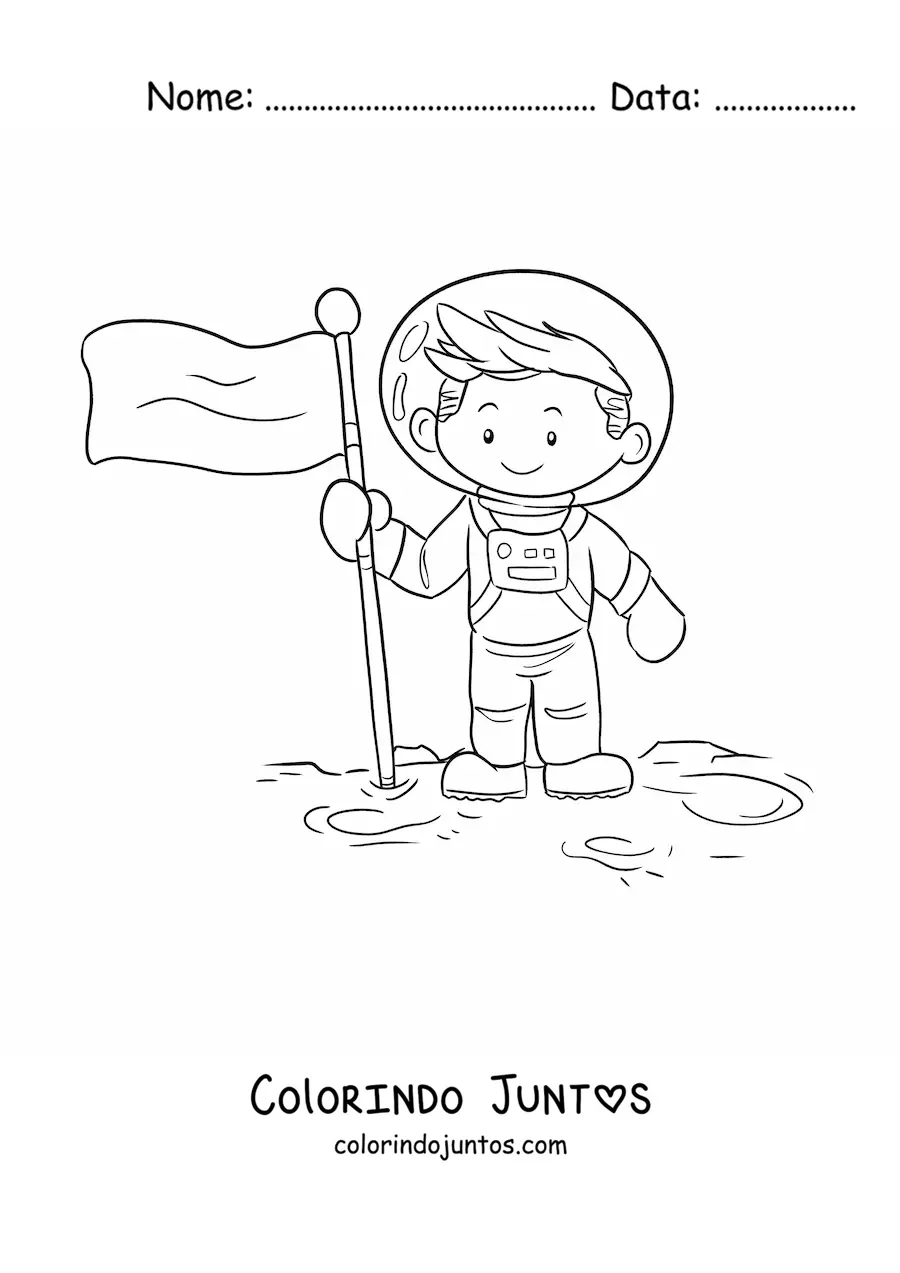 Desenho para colorir de um homem na Lua