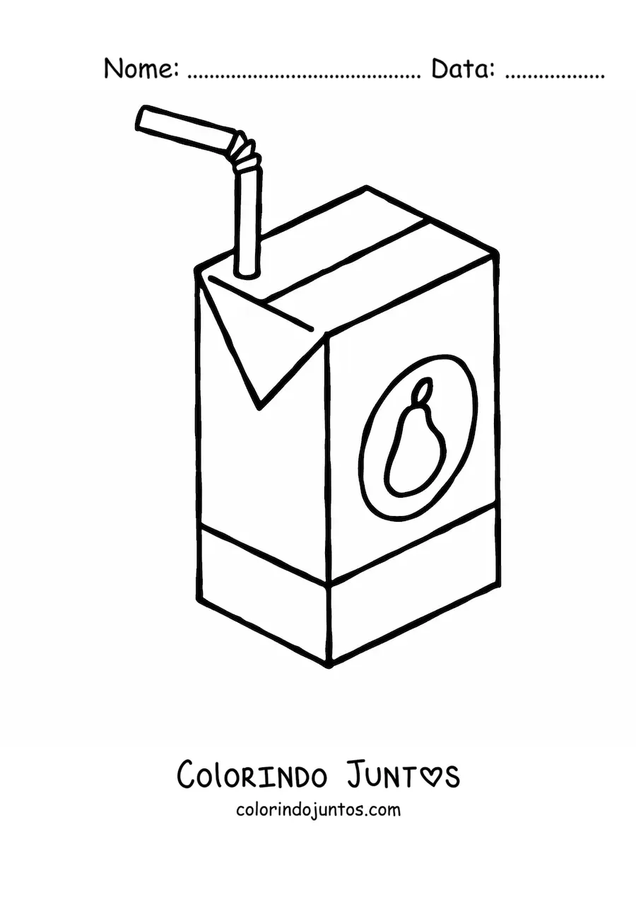 Desenho para colorir de uma embalagem de suco de pera