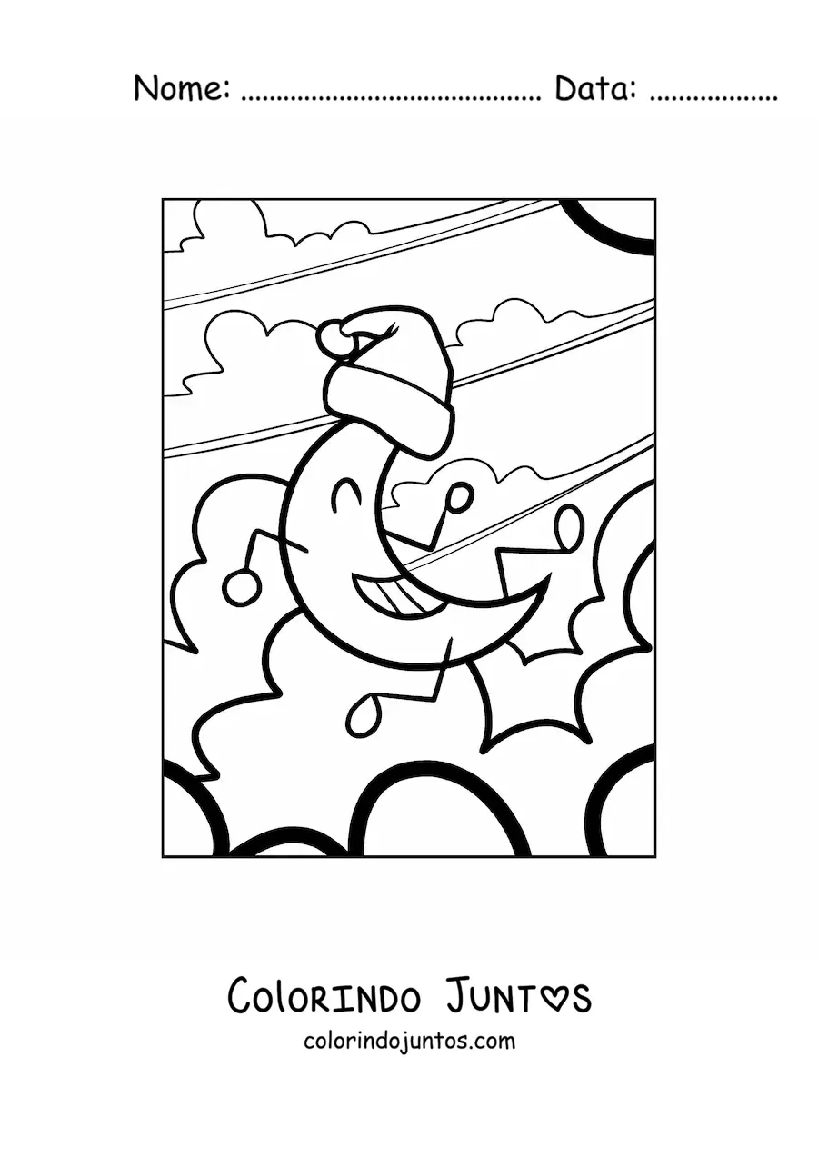 Desenho para colorir de uma Lua animada