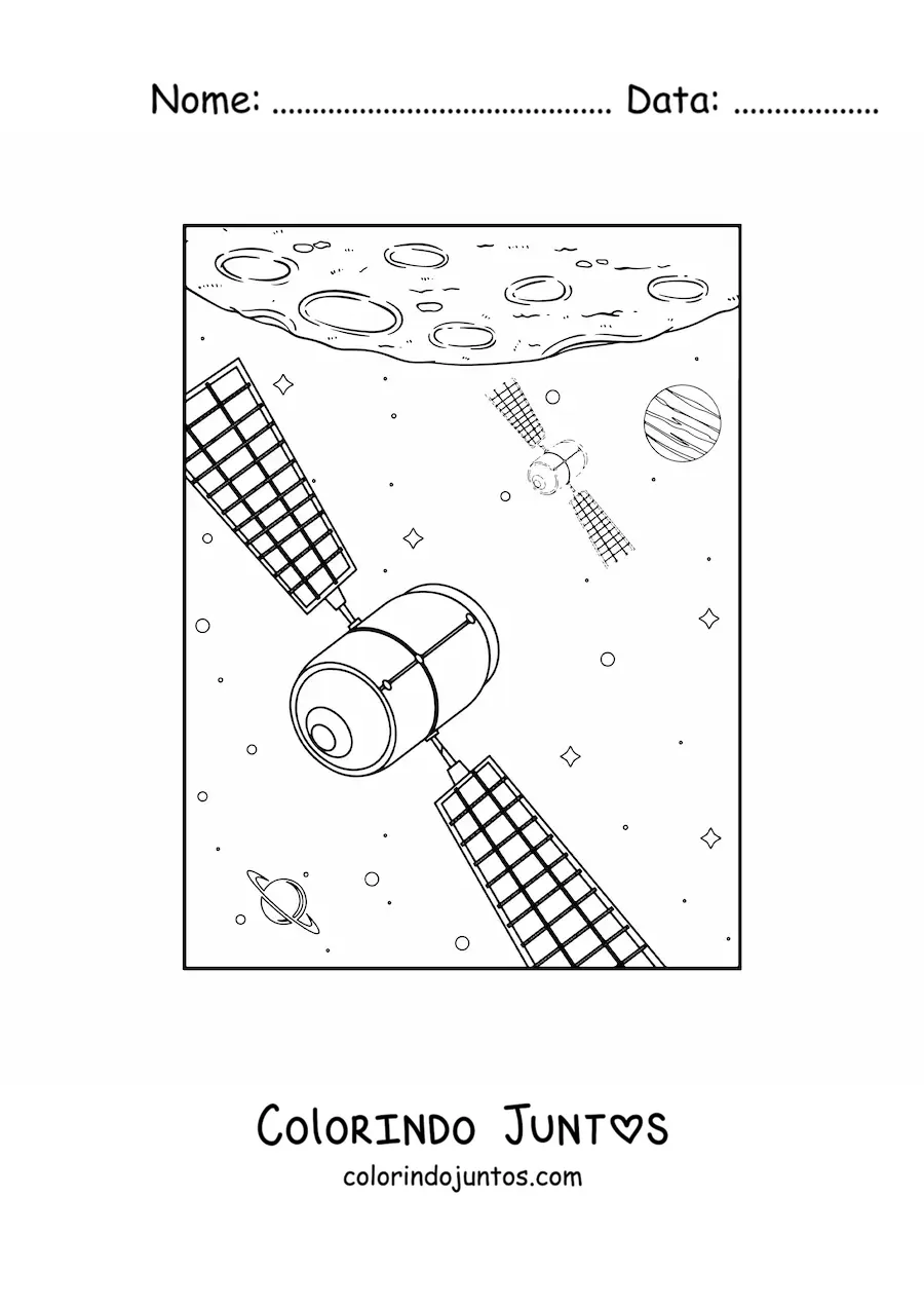 Desenho para colorir de dois satelites artificiais