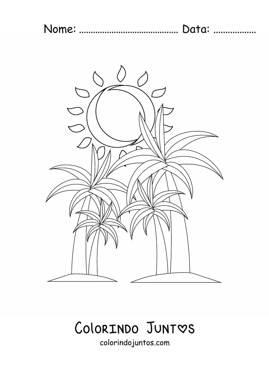Desenho para colorir de uma paisagem de verao