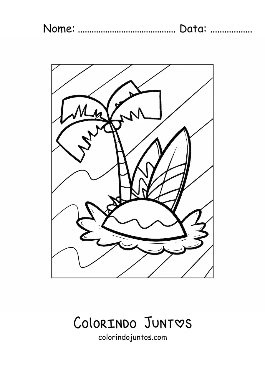 Desenho para colorir de uma ilha de verao