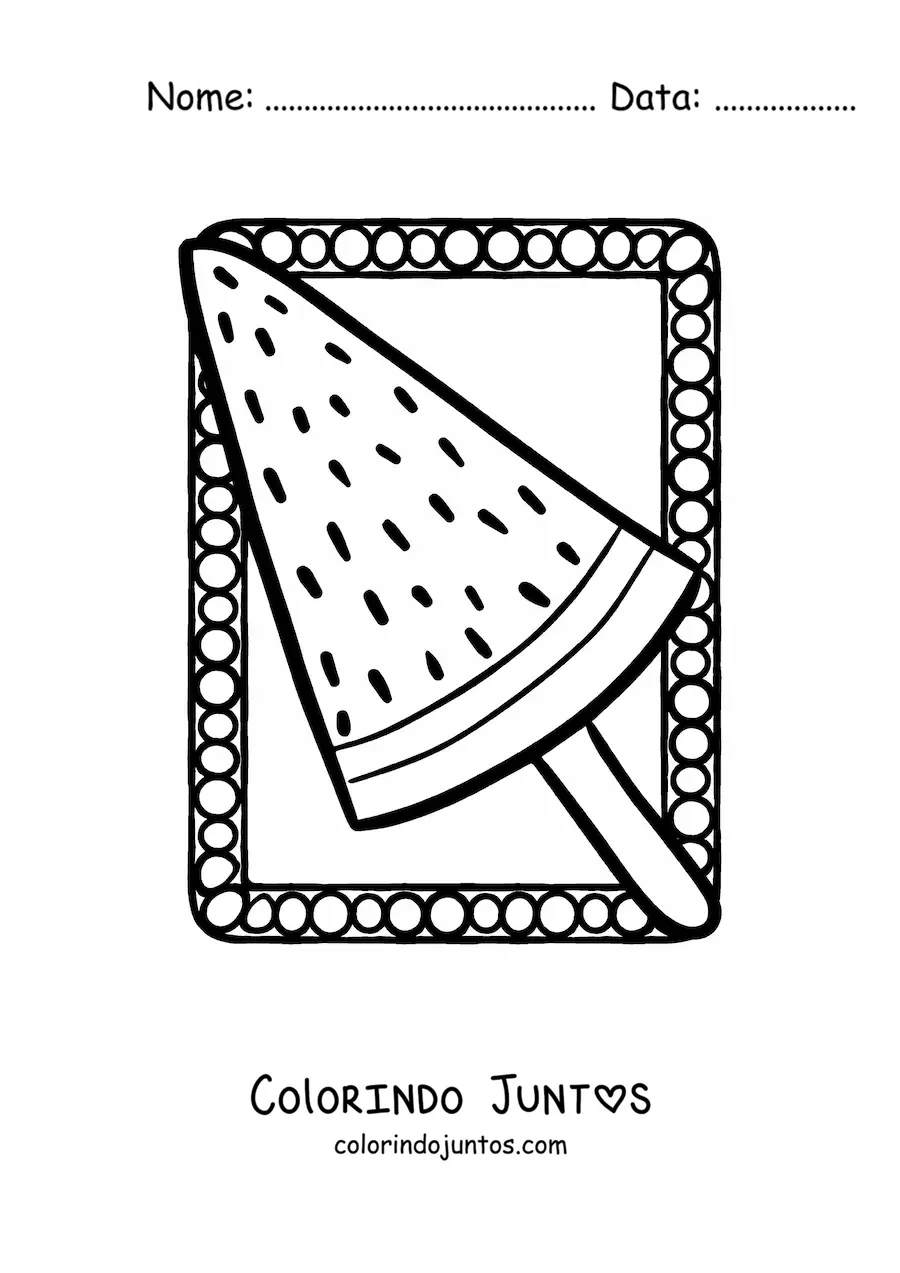Desenho para colorir de um sorvete de melancia de verao