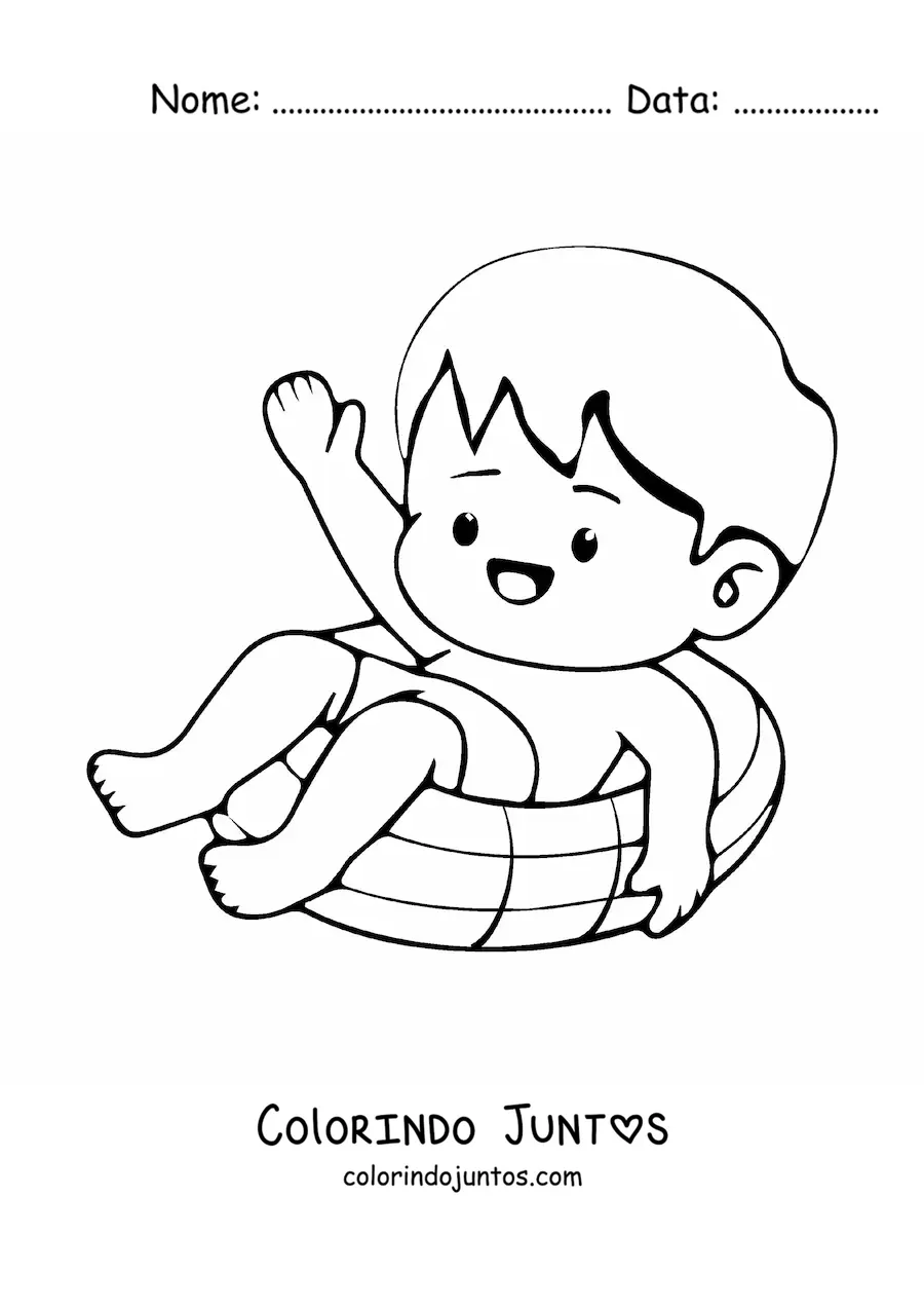Desenho para colorir de um menino feliz no verao
