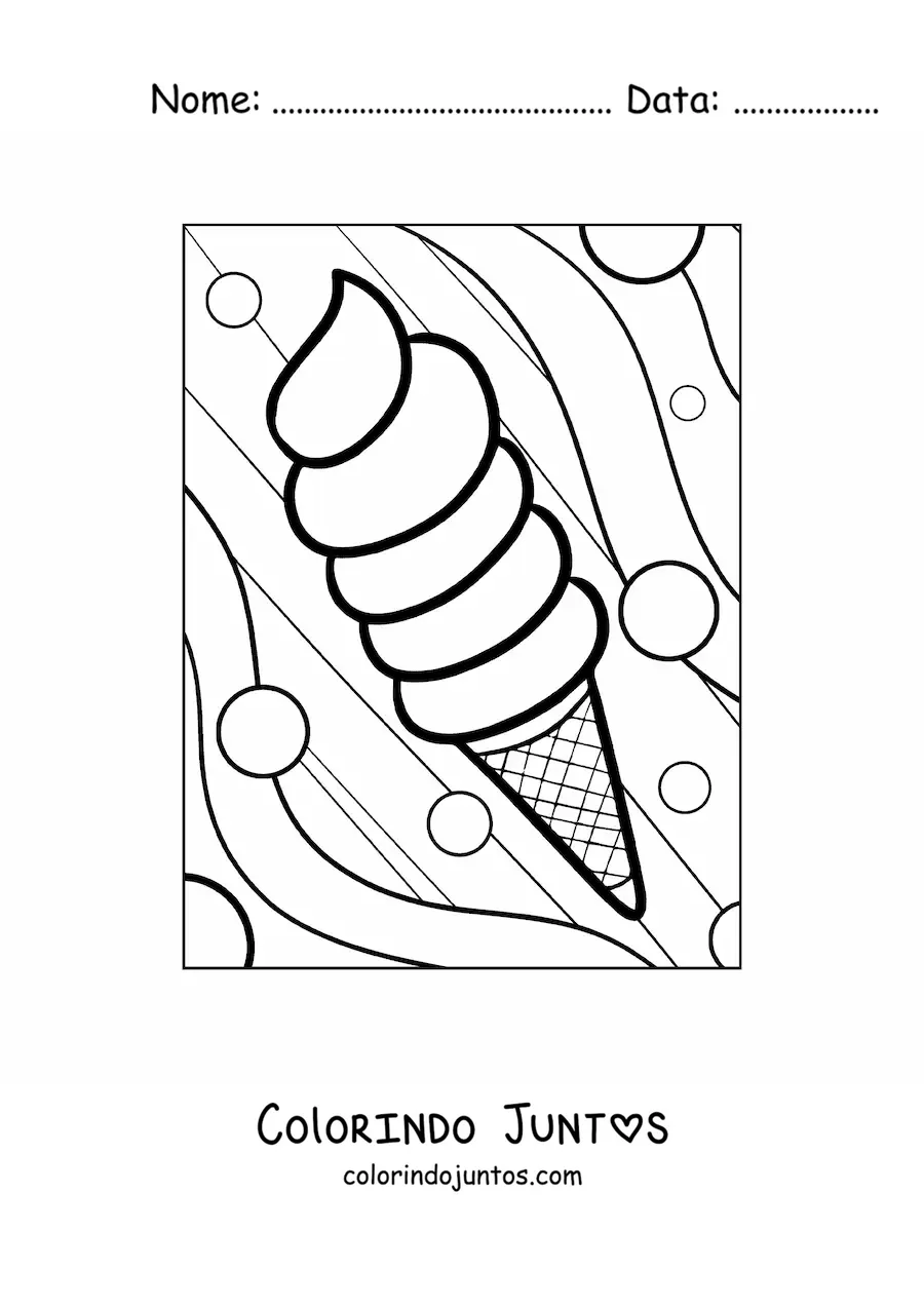 Desenho para colorir de um sorvete de casquinha para o verao