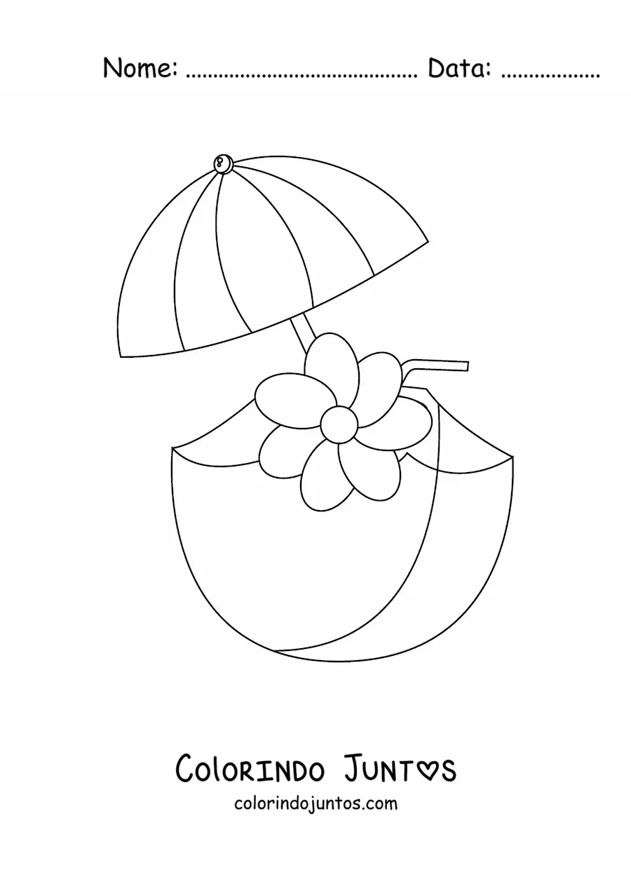 Desenho para colorir de uma bebida refrescante para o verao
