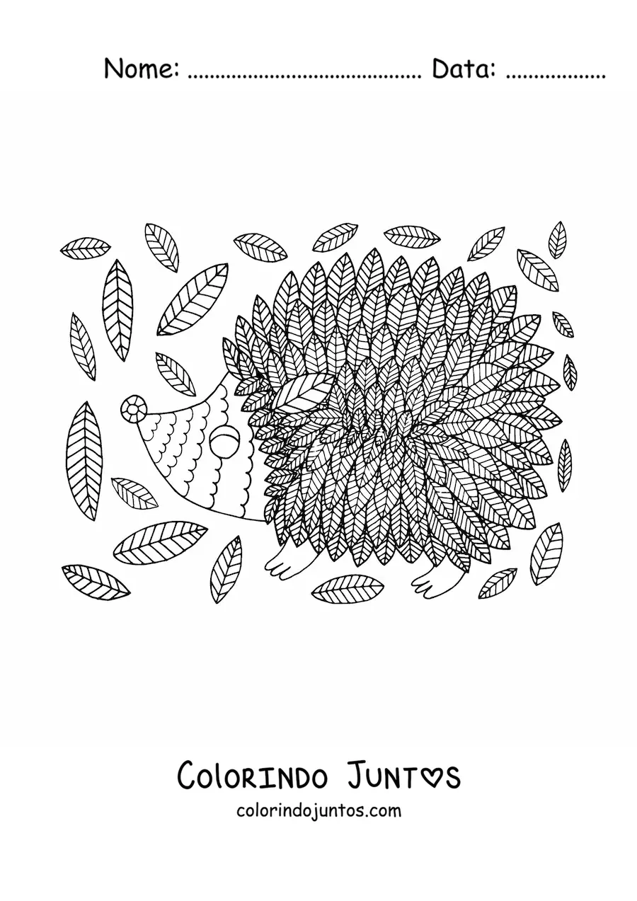 Desenho para colorir de um ourico de outono