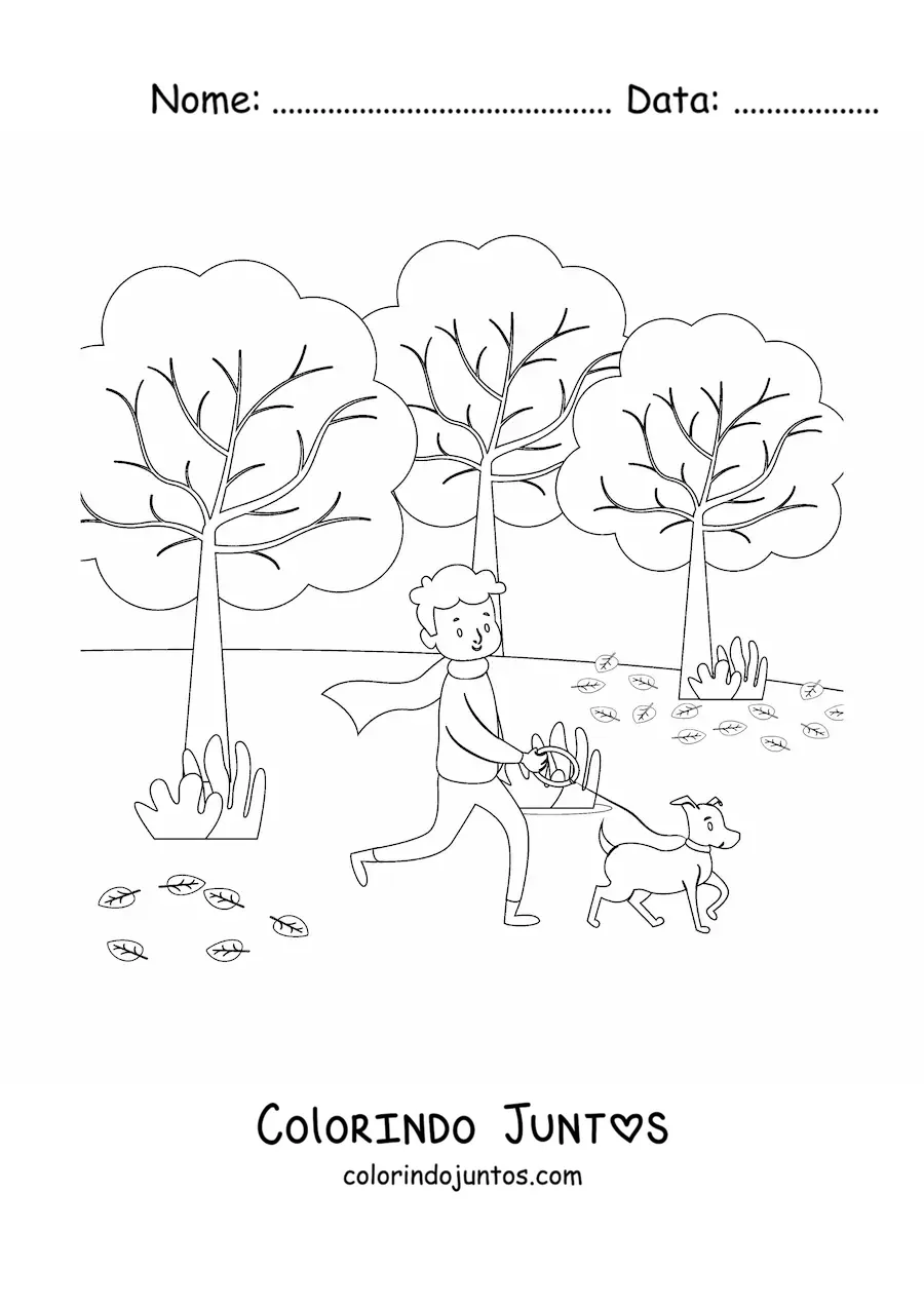 Desenho para colorir do outono no parque