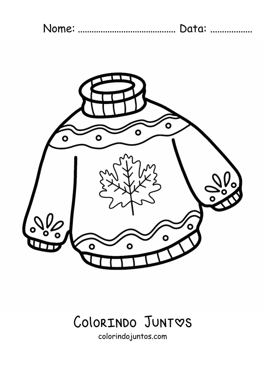Desenho para colorir de um sueter de outono