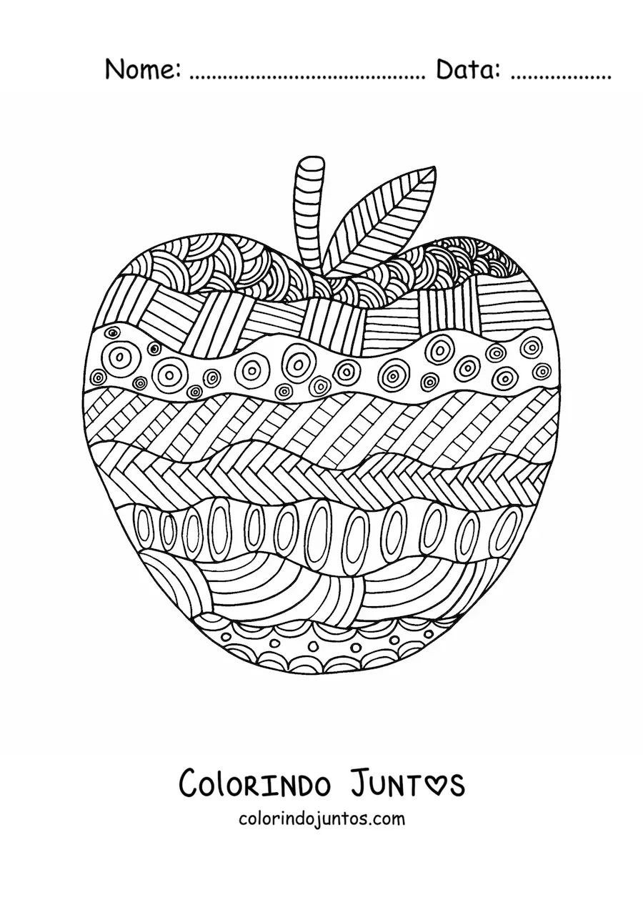 Desenho para colorir de uma maca desenhada com um estilo outonal
