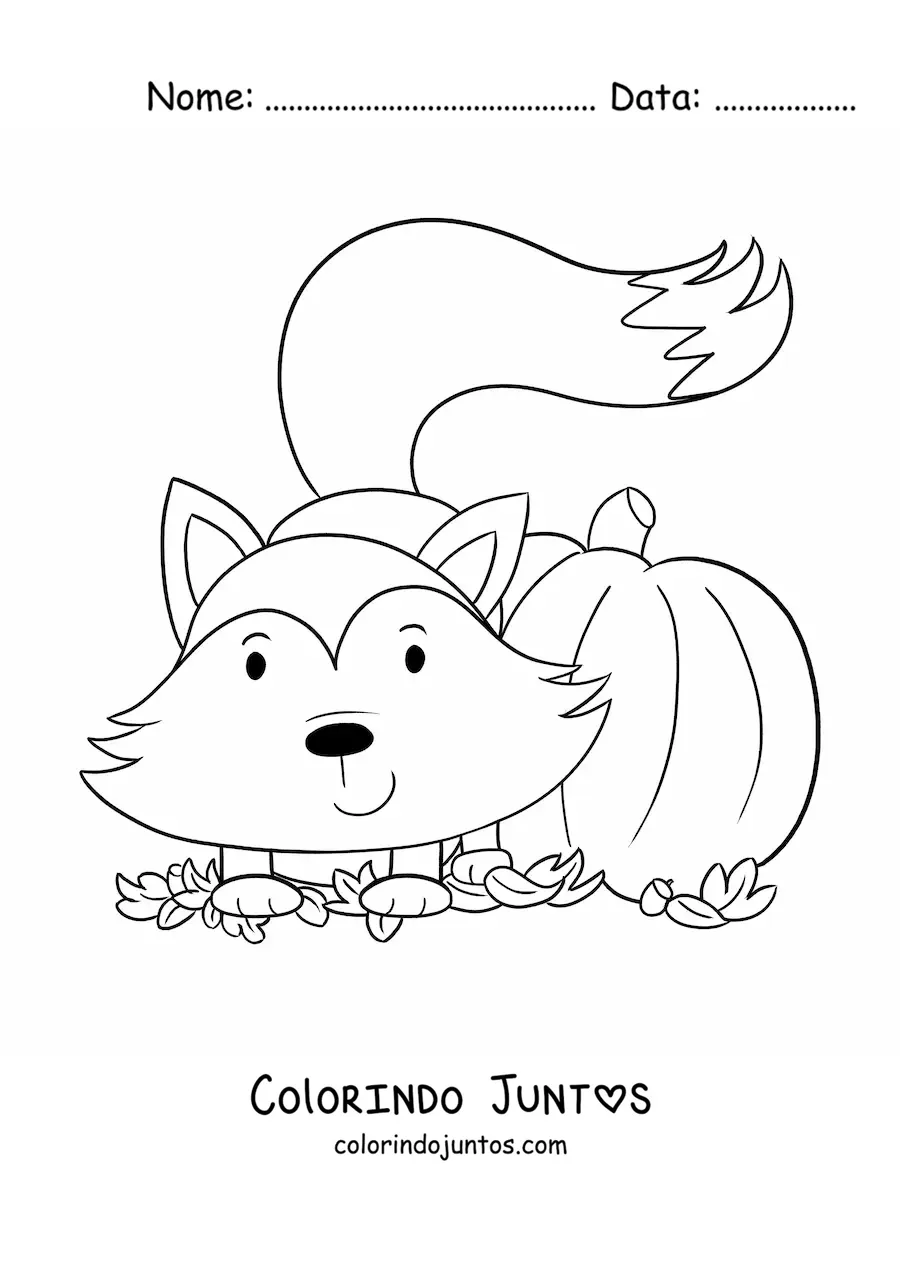 Desenho para colorir de uma raposa no outono