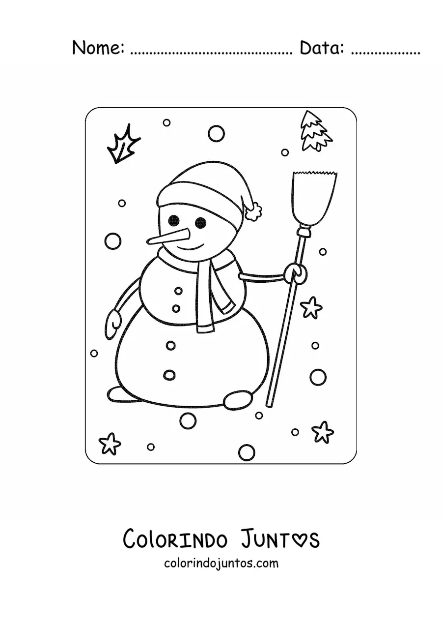 Desenho para colorir de um boneco de neve