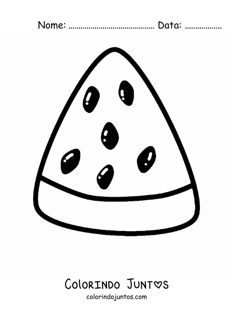 Desenho para colorir de um pedaço triangular de melancia
