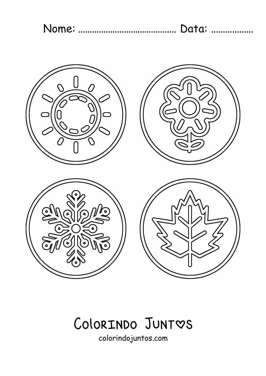 Desenho para colorir das estações do ano