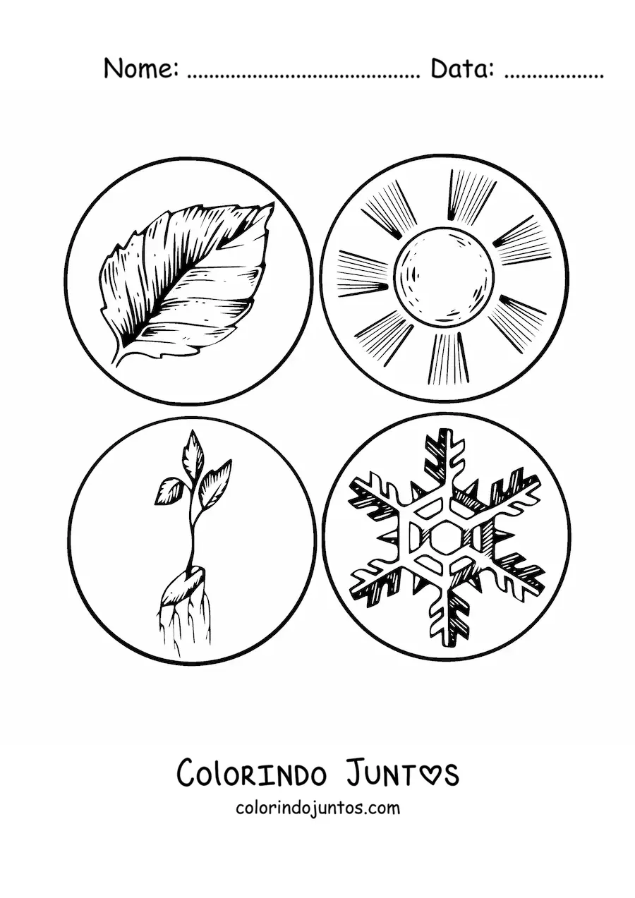 Desenho para colorir dos símbolos das estações