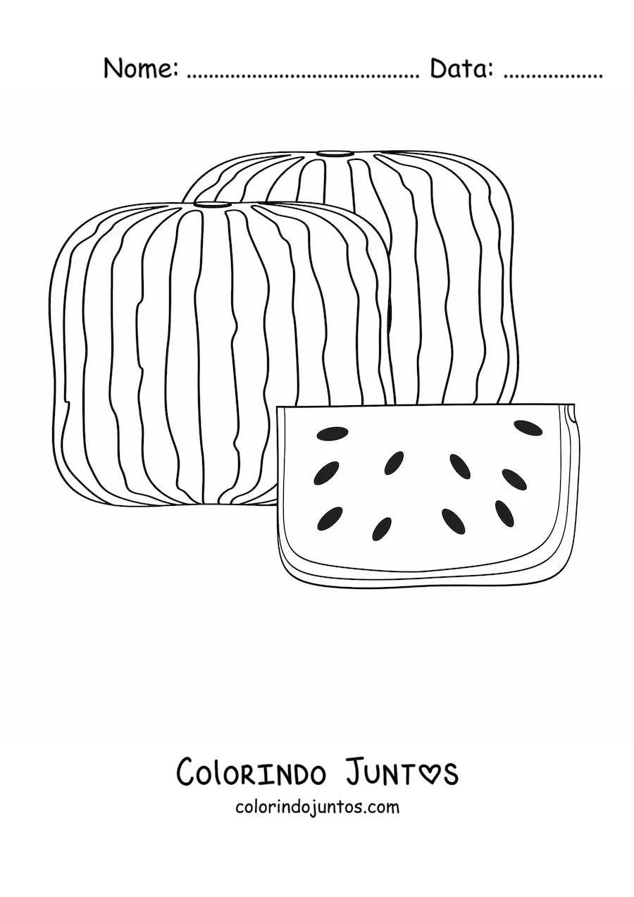 Desenho para colorir de uma melancia quadrada