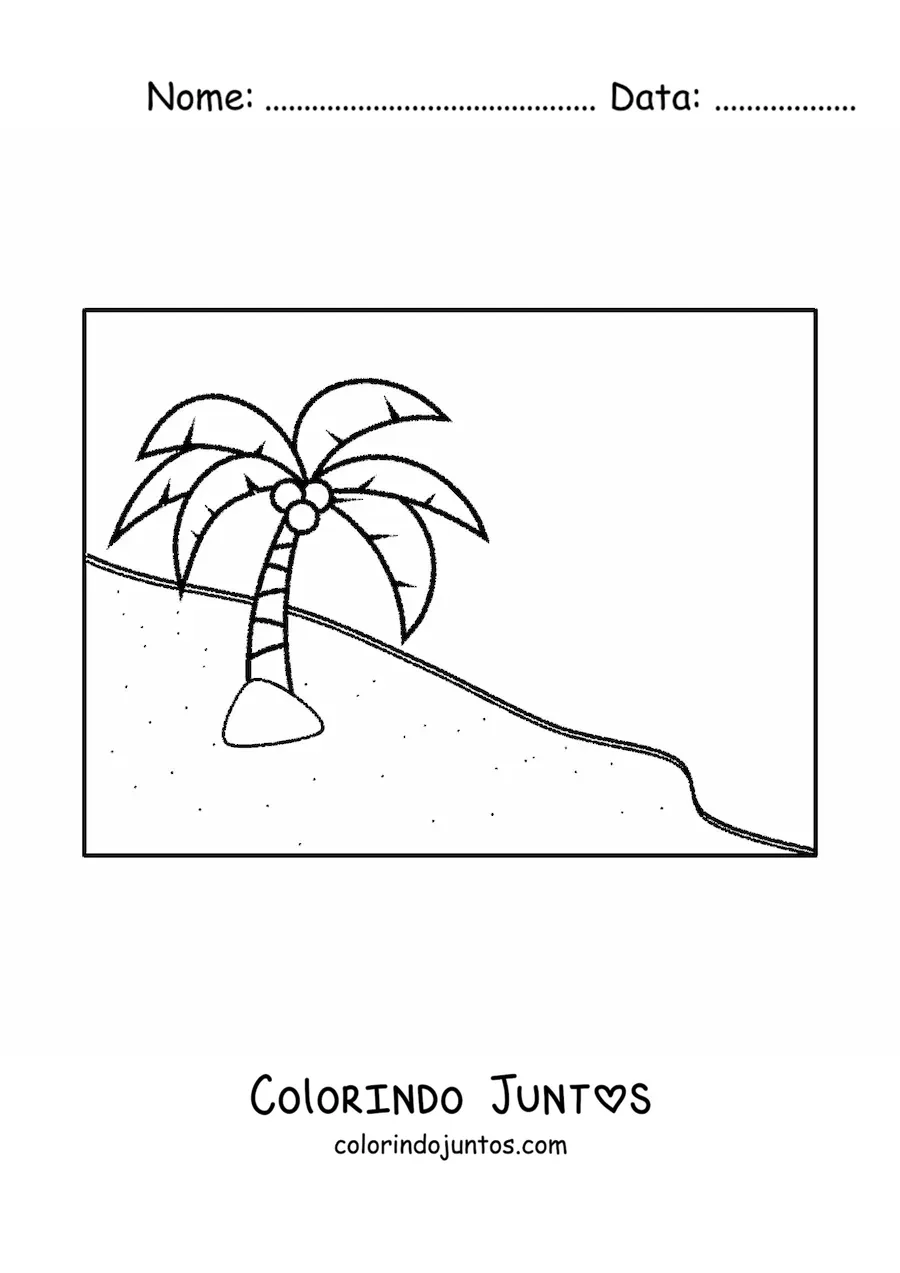 Desenho para colorir de uma palmeira de praia