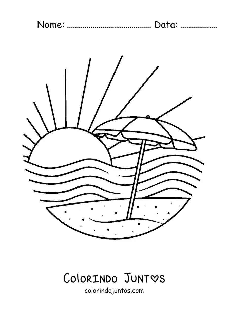 Desenho para colorir de um guarda-sol de praia