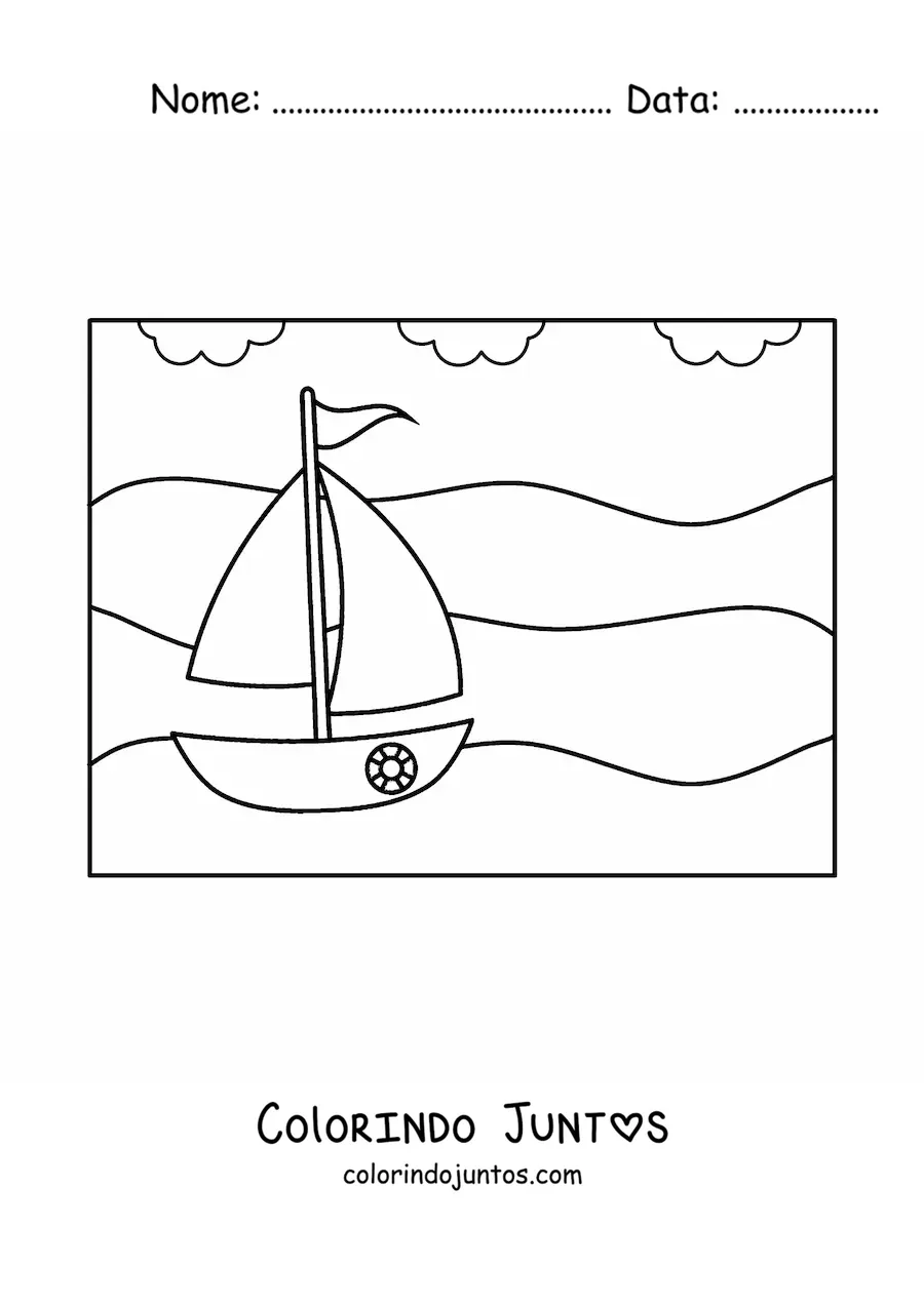 Desenho para colorir de um barco na praia