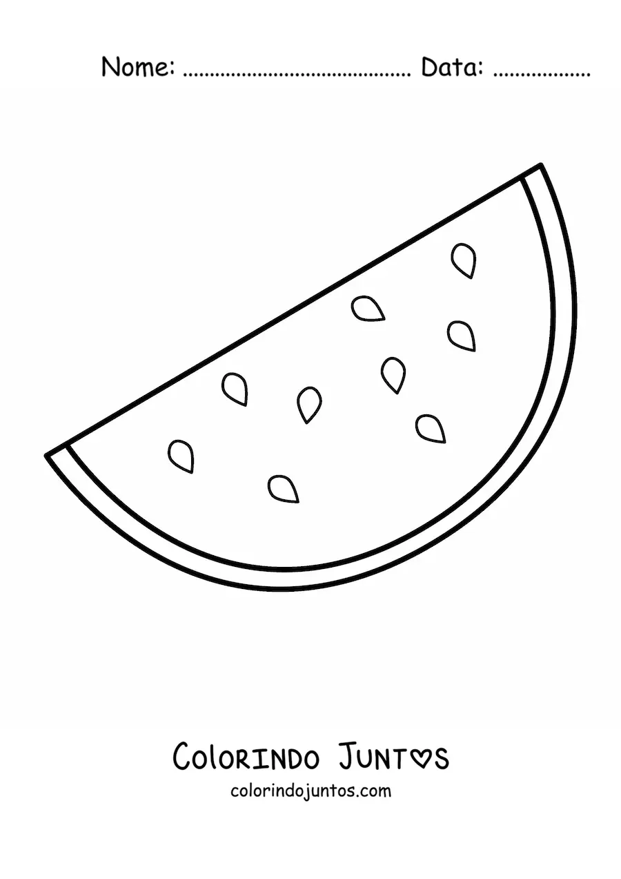 Desenho para colorir de meia melancia com sementes