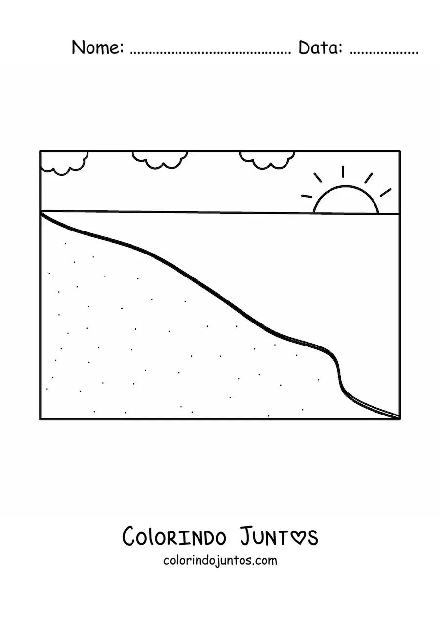 Desenho para colorir da beira da praia