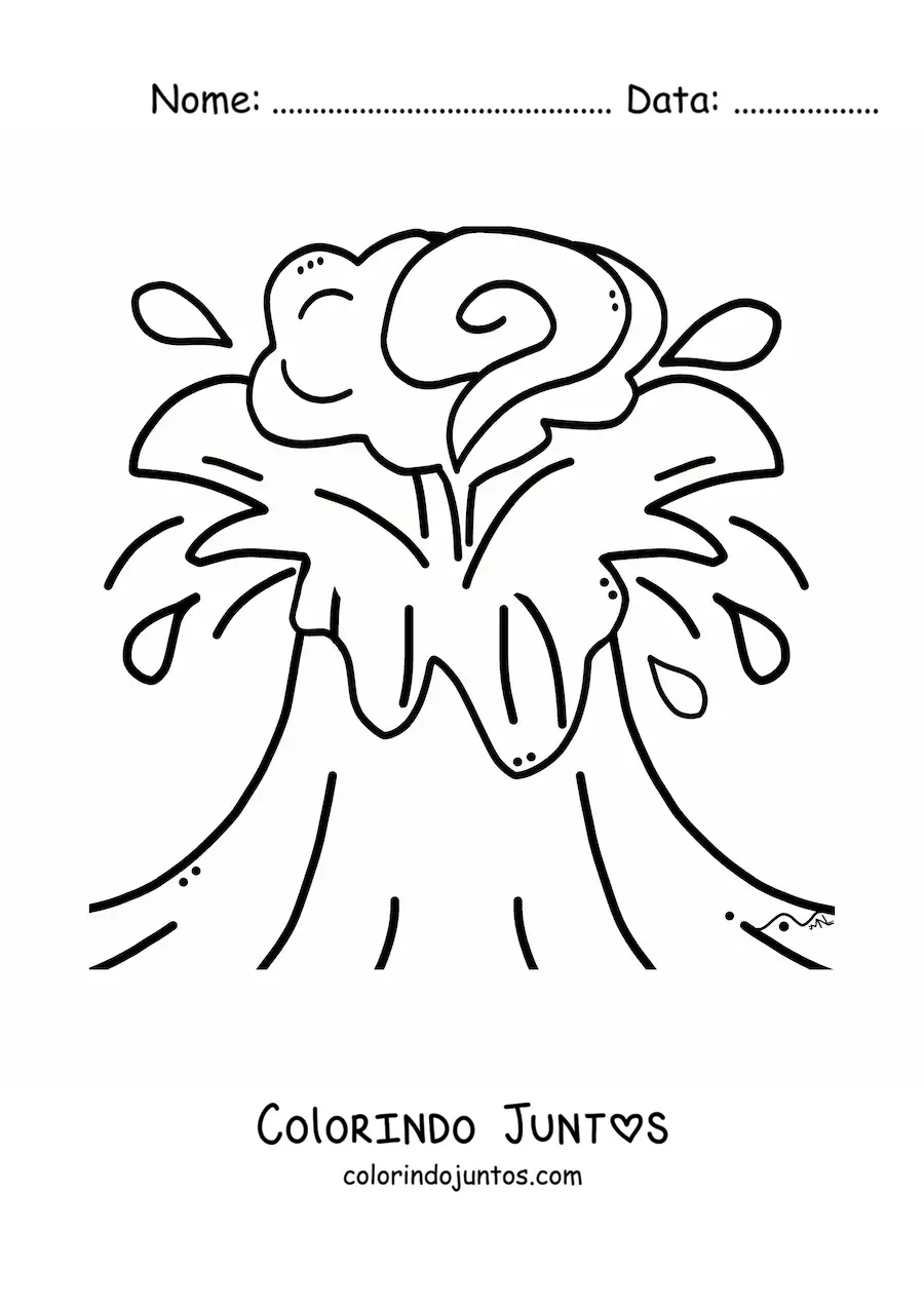 Desenho para colorir de uma erupção vulcânica