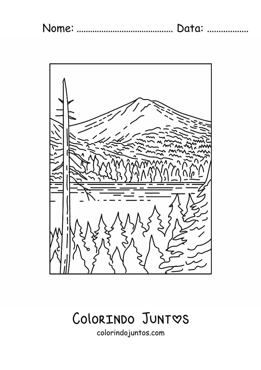 Desenho para colorir de um vulcão inativo