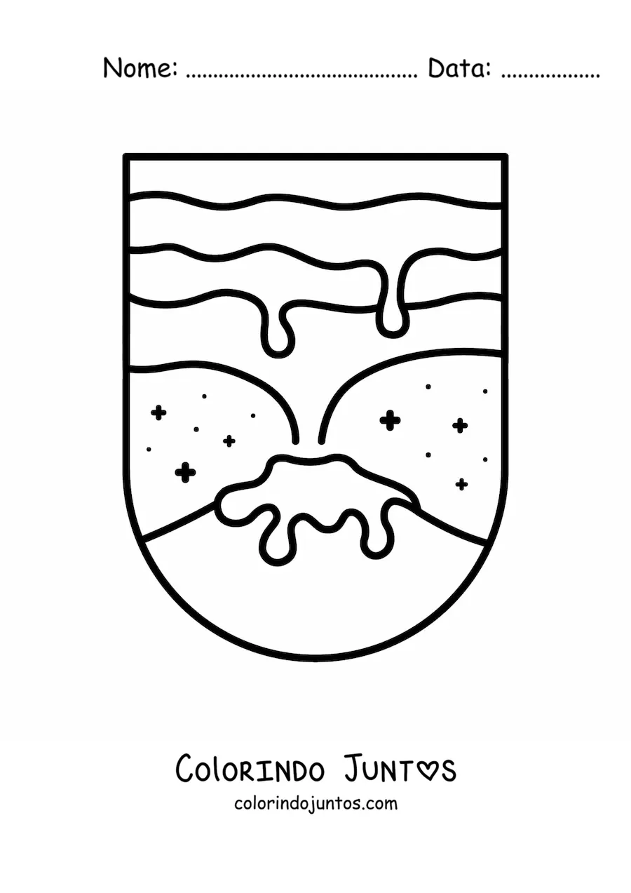 Desenho para colorir de um vulcão e sua lava