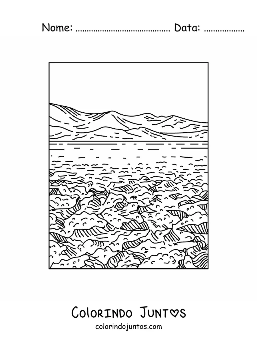 Desenho para colorir de uma paisagem com clima árido