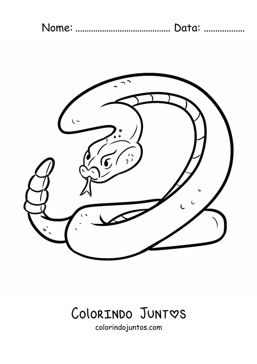 Desenho para colorir de uma cobra cascavel