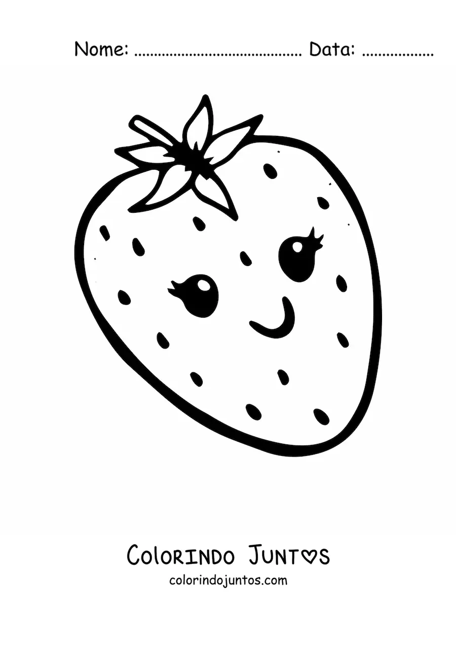 Desenho para colorir de um morango kawaii