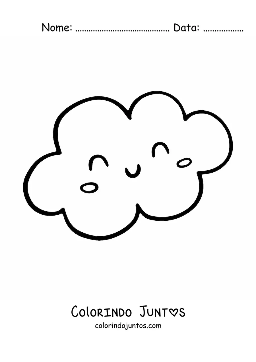 Desenho para colorir de nuvem kawaii grande sorrindo