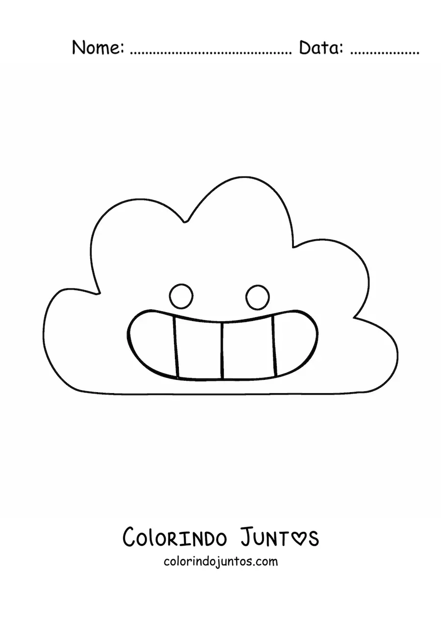 Desenho para colorir de nuvem grande sorrindo em desenho animado