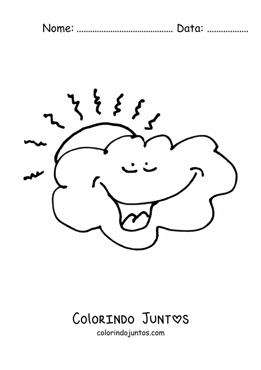 Desenho para colorir de nuvem em desenho animado com Sol