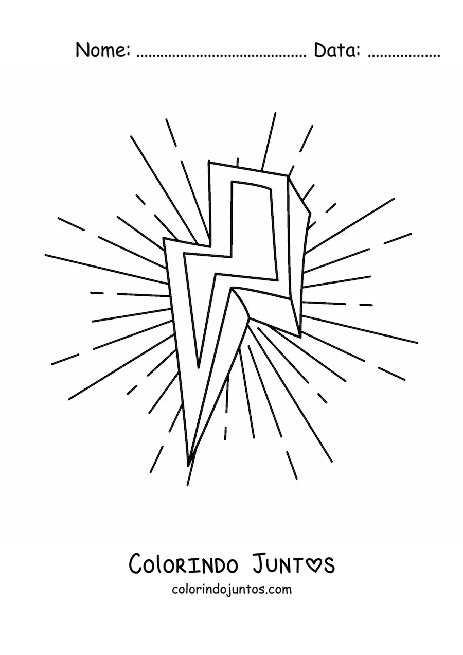 Desenho para colorir de raio com luz