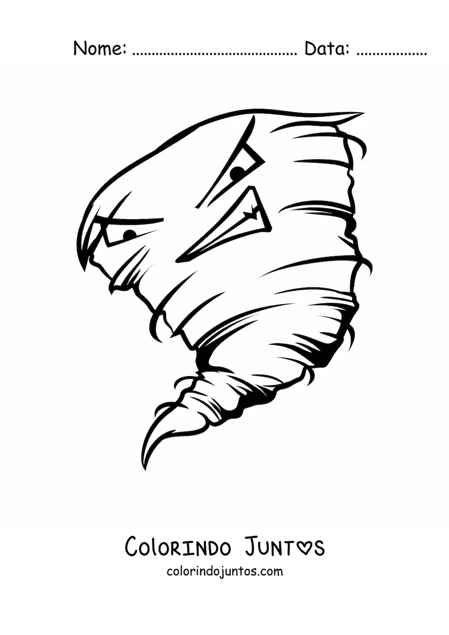 Desenho para colorir de furacão malvado em desenho animado