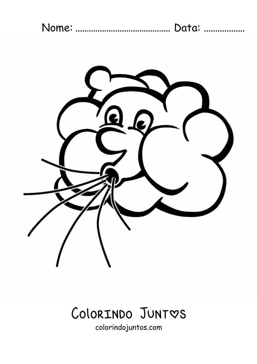 Desenho para colorir de nuvem soprando em desenho animado
