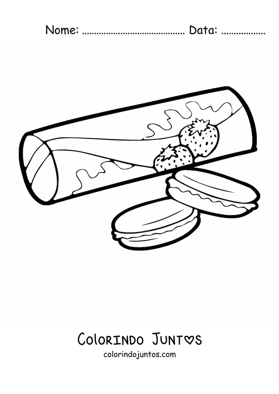 Desenho para colorir de um pacote de biscoitos de morango