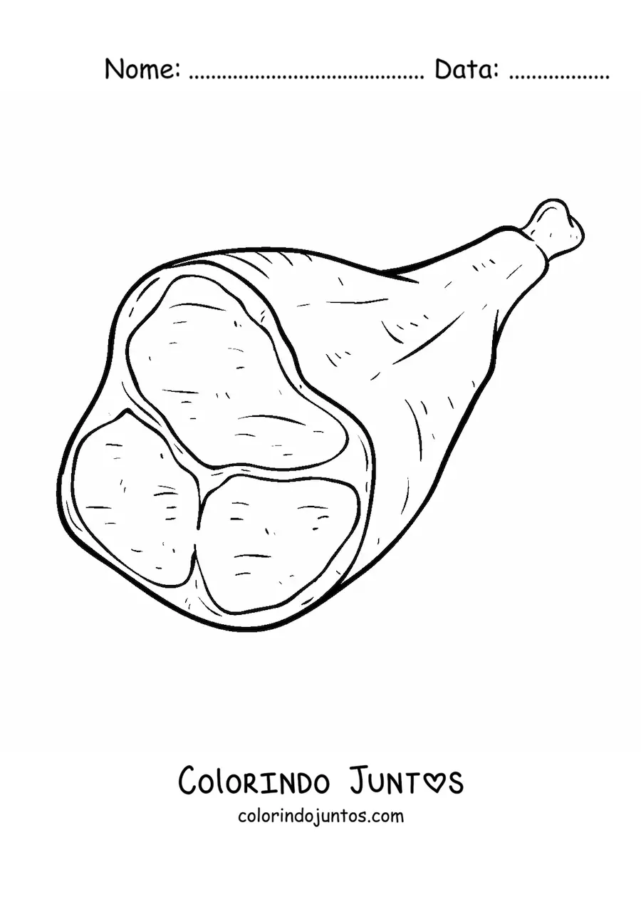 Desenho para colorir de um pedaço de carne bovina