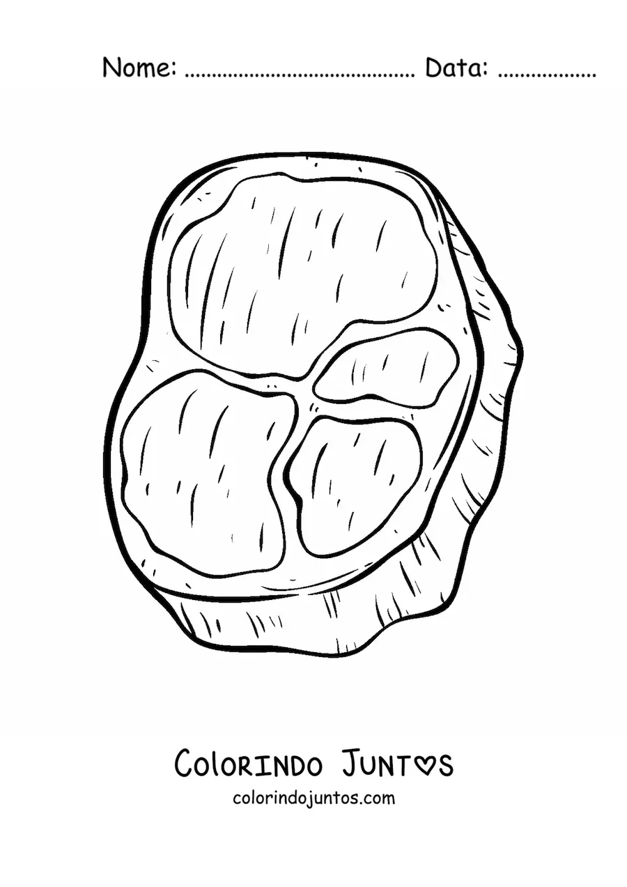 Desenho para colorir de um bife de carne de vaca