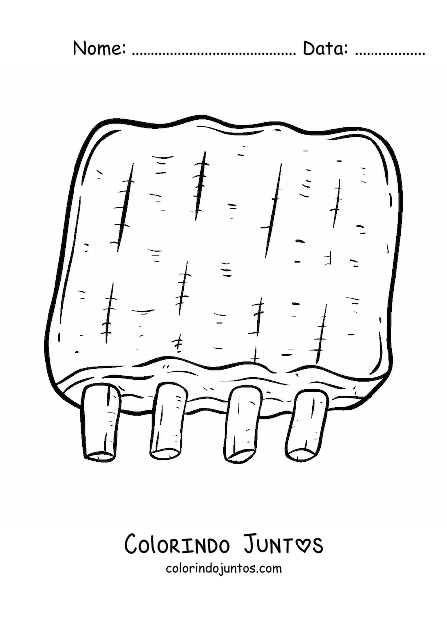 Desenho para colorir de umas costelas de carne de porco