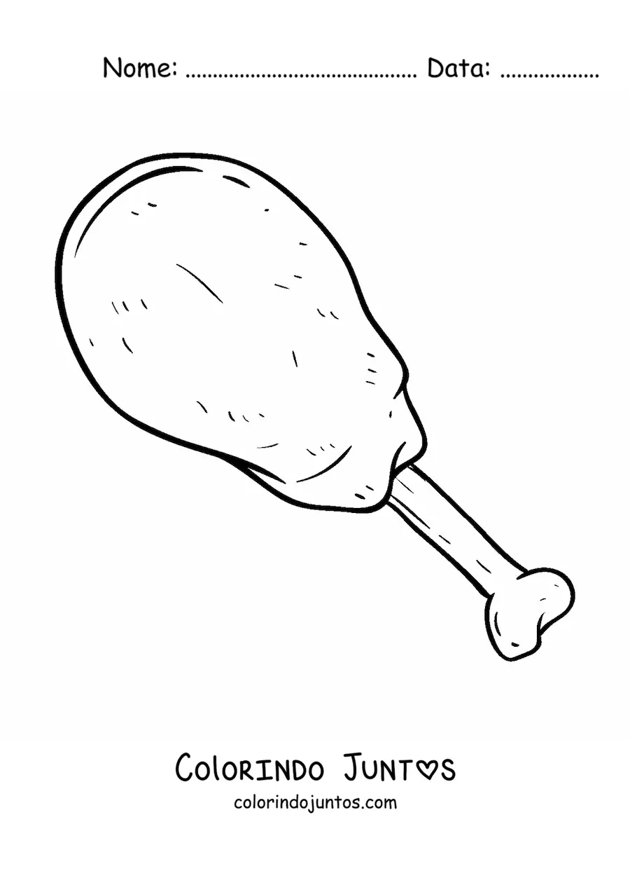 Desenho para colorir de uma coxa de carne de frango