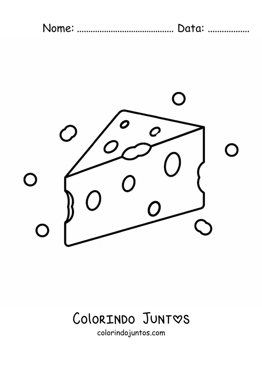 Desenho para colorir de um queijo do tipo gruyère