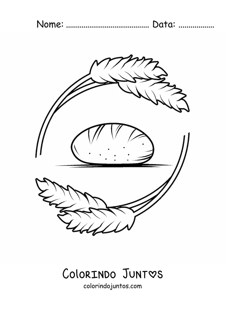Desenho para colorir de um pedaço de pão de farinha de trigo