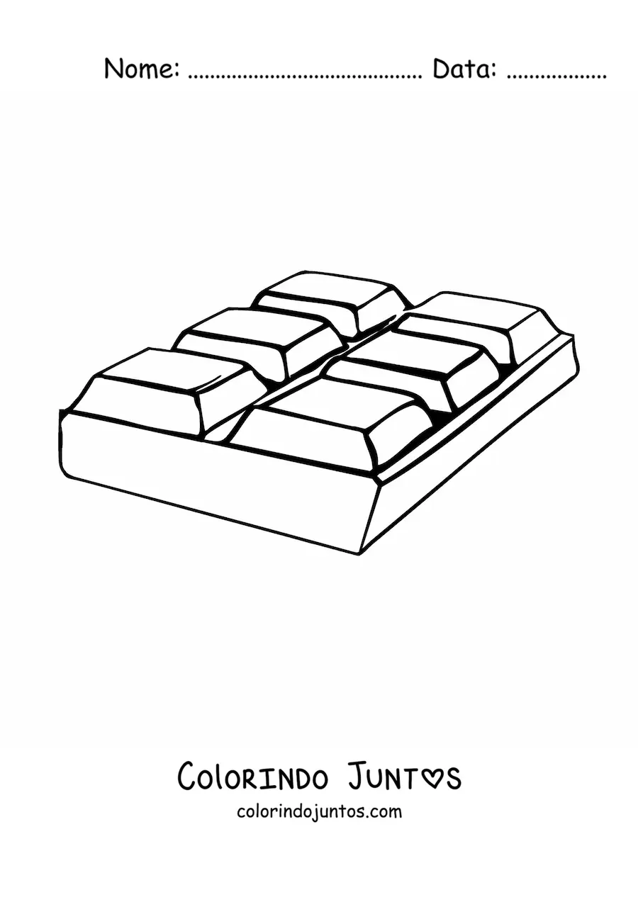 Desenho para colorir de um tablete de chocolate