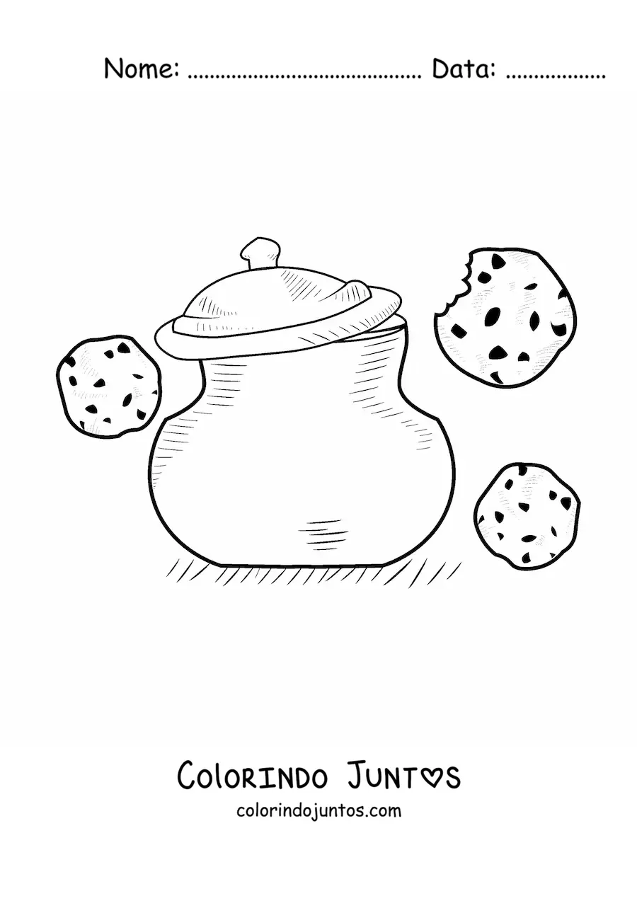 Desenho para colorir de biscoitos com gotas de chocolate